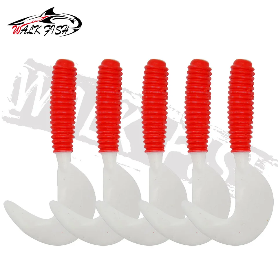 WALK FISH-señuelo de pesca de 10 piezas, 5cm, 6cm, 7cm, gusano atrayente Natural, colas rojas y blancas, cebo suave de 7,5 cm/3,7g, mordedura de pescado Real Sens - imagen 2