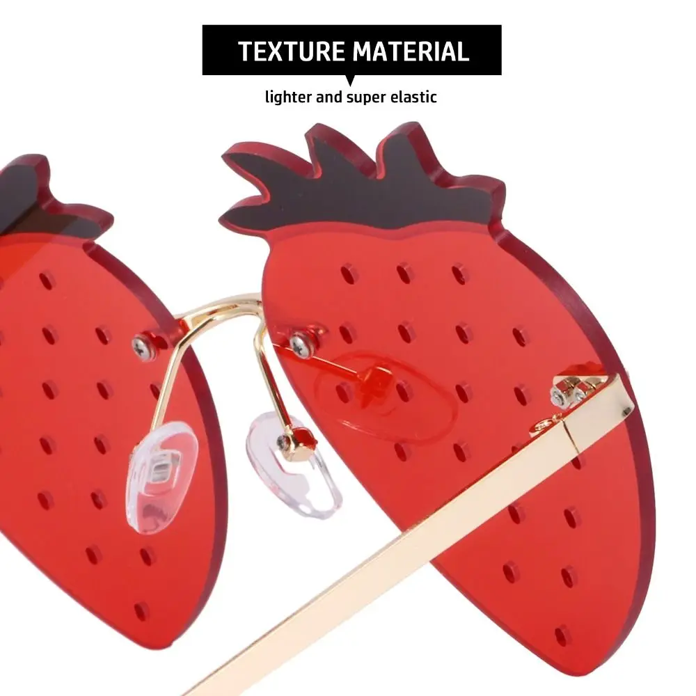 Gafas de sol de fresa únicas para mujeres y hombres, gafas de sol para Festival, fiesta Rave, decoraciones navideñas, gafas a presión callejeras - imagen 2