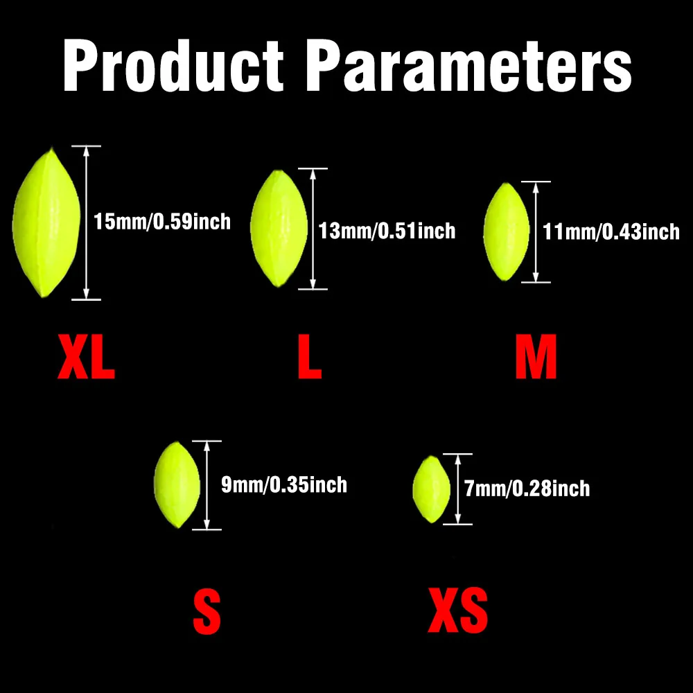 MNFT 72 Uds tapón de goma para corcho de pesca 12 juegos 6 en 1 topes flotantes amarillo rojo ovalado corcho de pesca frijoles espaciales para aparejo flotador - imagen 4