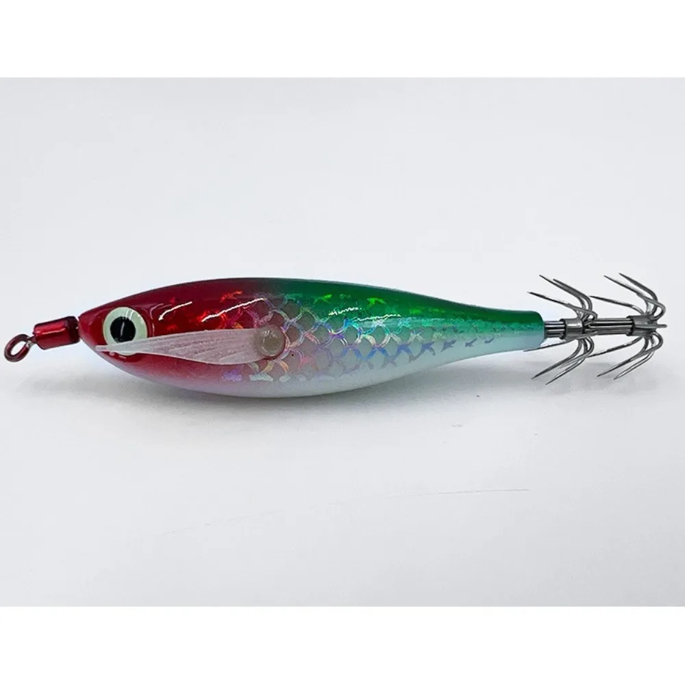 Aparejos de pesca reutilizables de 2 piezas, señuelos de camarón de madera, plomo, plomos, anzuelo de calamar, 80mm/5,6g - imagen 3