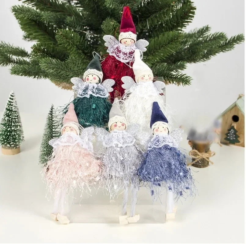 Adorno navideño para decoración de Año Nuevo, muñeco de Ángel de lana, colgante creativo para árbol de Navidad - imagen 2