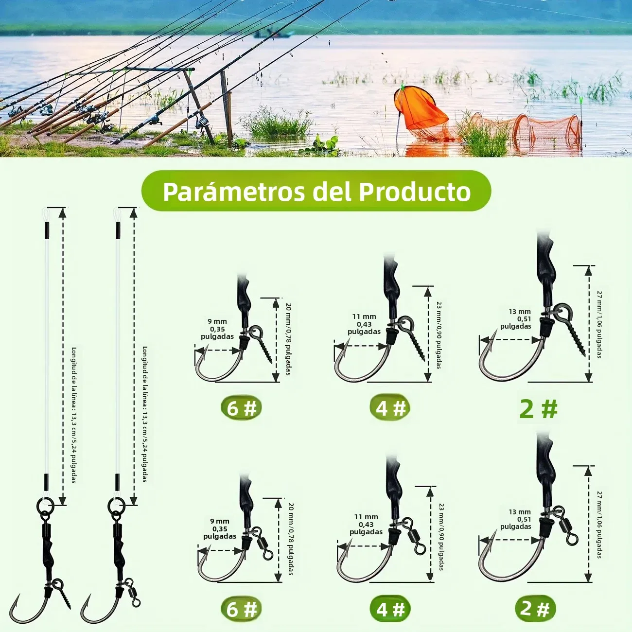 Aparejo carpa con fluorocarbono para método y cabello giratorio - imagen 2
