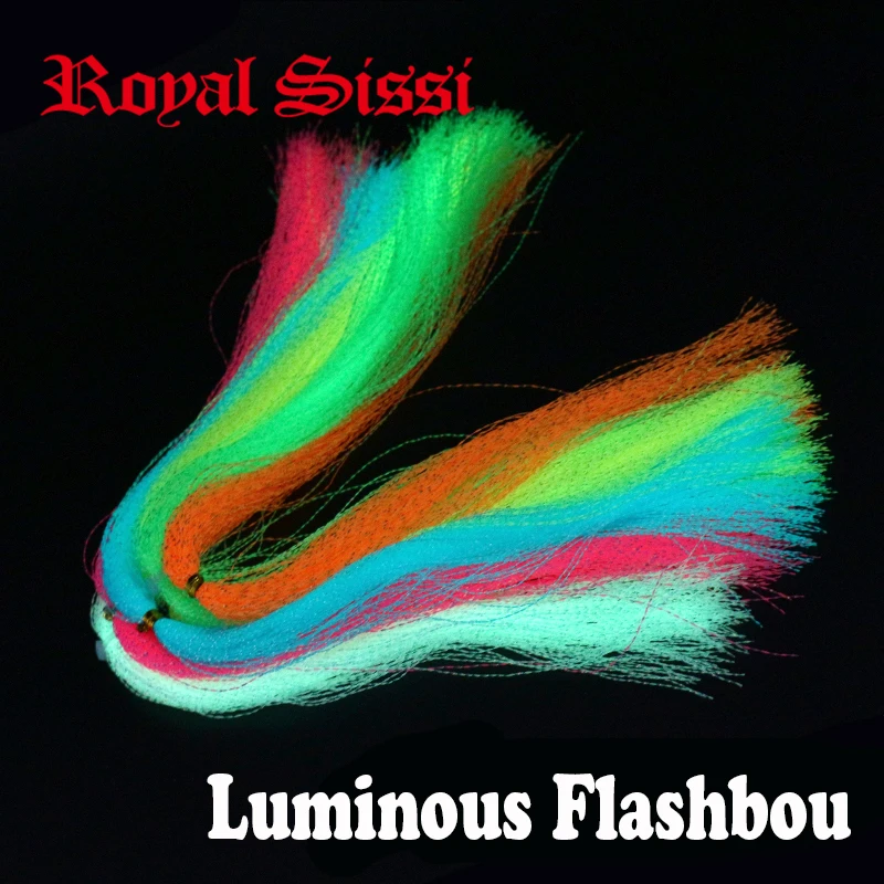 Royal Sissi 6 paquetes de atado de moscas luminoso Flashabou brillo retorcido oropel holográfico pesca nocturna corvina fabricación de señuelos de escarcha