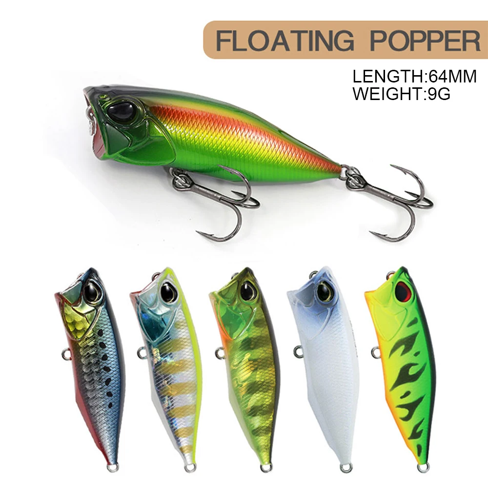 Señuelo de pesca de 6,4 cm y 9g, Micro Popper Wobbler de tiro largo flotante, Jerkbait Swimbait, cebo duro Artificial para trucha y lubina - imagen 3