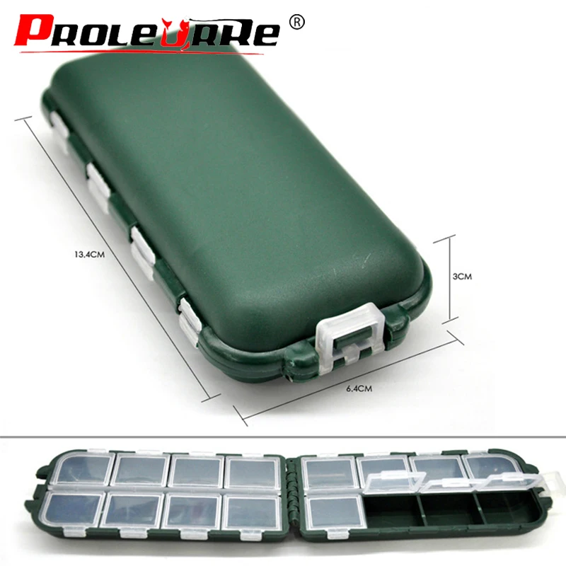 Caja de almacenamiento de plástico para Señuelos de Pesca, caja de aparejos de cebo de cuchara, accesorio de tijeras pequeñas, caja cuadrada de anzuelos, 10 compartimentos - imagen 5