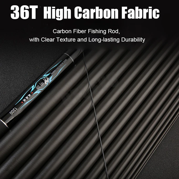 Caña de pescar de mano de fibra de carbono dura, súper ligera, larga, telescópica, para carpa, río, lago, 8M/9M/10M/11M/12M/13M - imagen 3