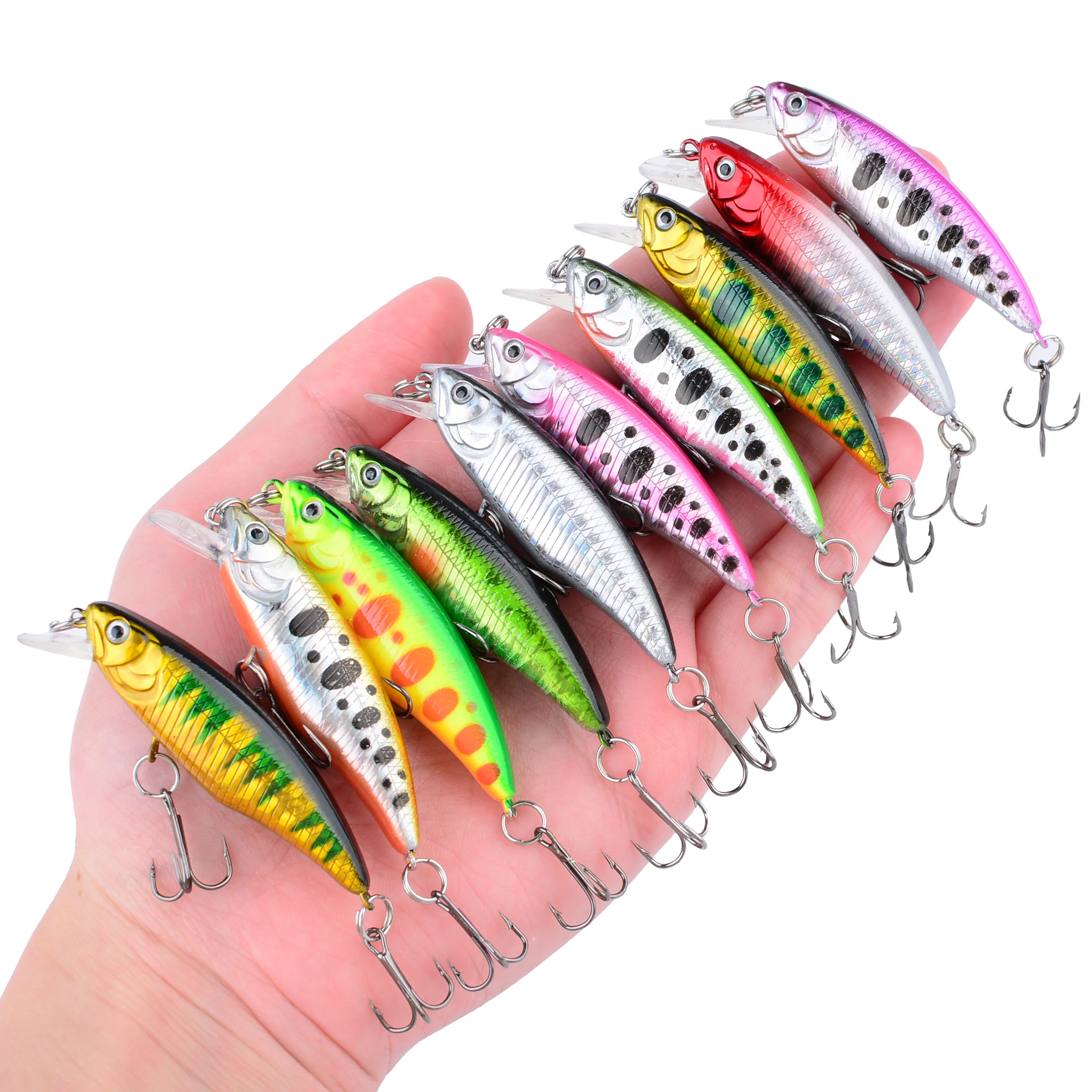 10 Uds. Señuelos de Pesca de pececillo que se hunden Isca Pesca Wobblers cebo duro Artificial para carpa trucha lubina tiro largo Jerkbait Swimbait - imagen 4