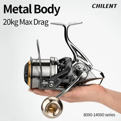 NAG8000-14000 Carrete de pesca mar – Cuerpo metálico, 6+1 rodamientos, 20KG arrastre