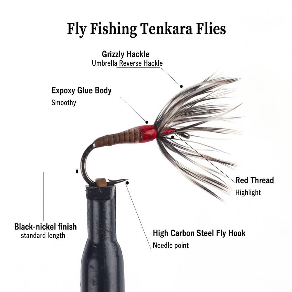 Wifreo-moscas Tenkara Kebari, trucha, Cabeza de Acero, pesca con mosca seca flotante, 6 piezas - imagen 4