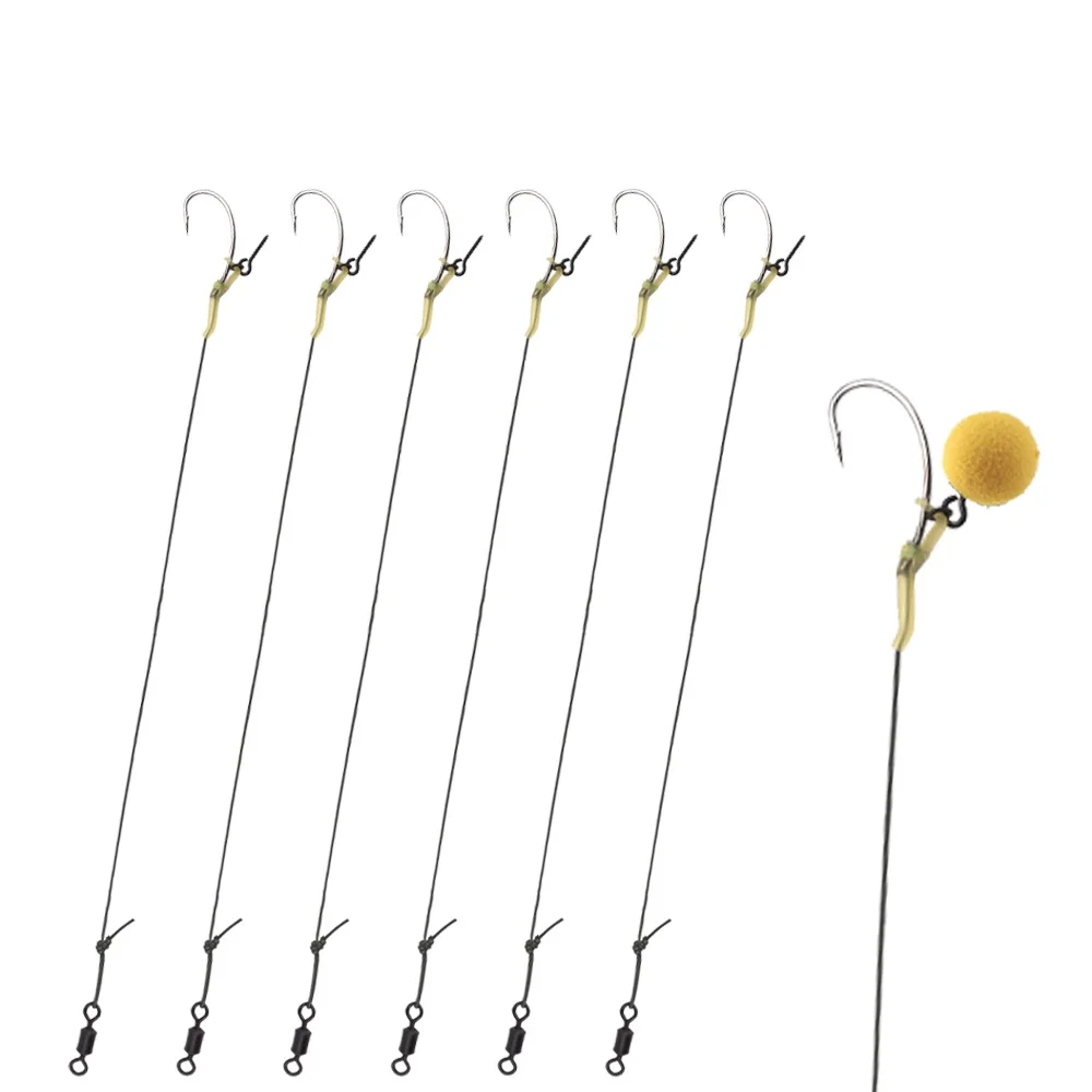Línea trenzada de 6 piezas, aparejos de pesca para el pelo de carpa con gancho de 20cm, alimentador de grupo, accesorios de pesca de agua dulce - imagen 3