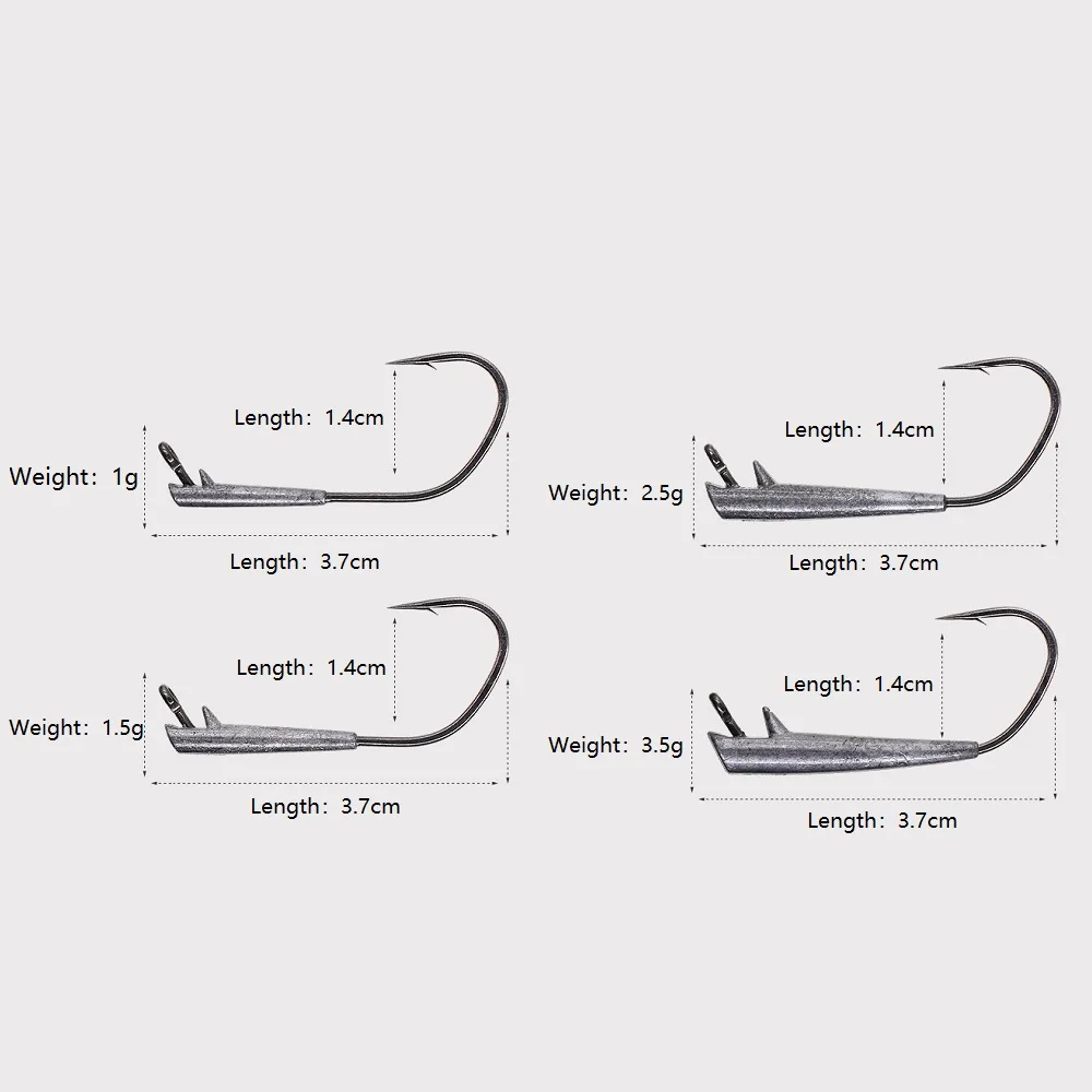 5 uds anzuelo con cabeza de anzuelo 4X anzuelo de pesca fuerte 1,5g-3,5g para Ozark Rig Texas Rig señuelo suave gusano agua salada lubina perca trucha - imagen 2