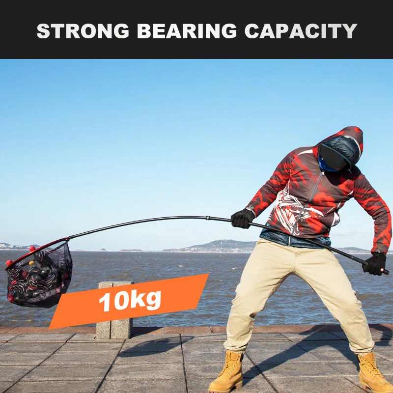 Mosodo-red de pesca de carbono plegable, redes de aterrizaje, caña telescópica, mango de poste, atrapapeces, Red de mano plegable, aparejos de pesca de carpa - imagen 5