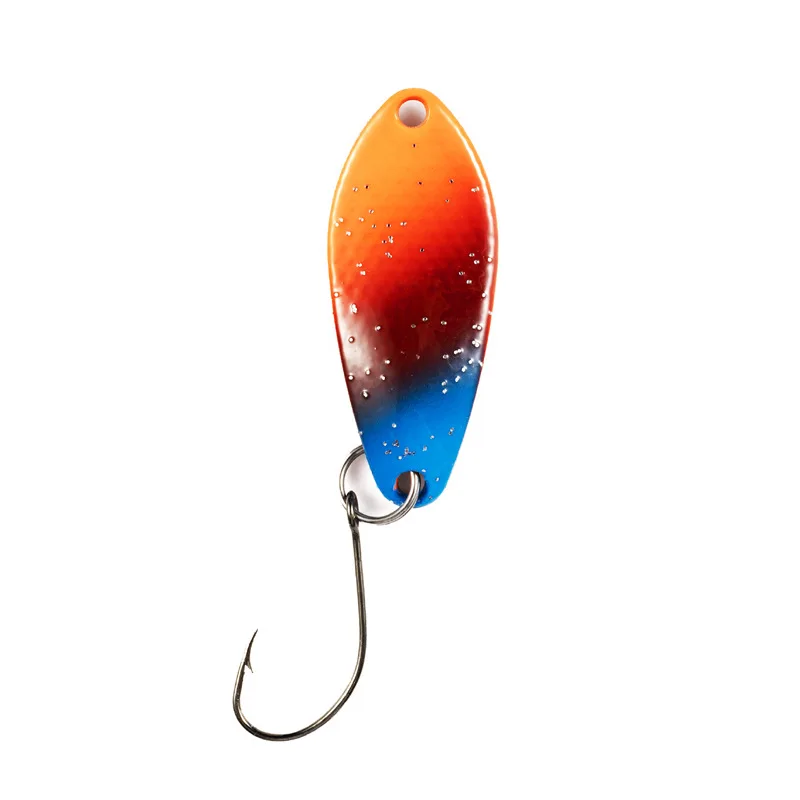 MUKUN-Mini señuelo de pesca con cuchara de Metal, 5 uds., 3g, 3CM, cebo de latón colorido para área de corriente de agua dulce, trucha, perca, aparejos de salmón - imagen 5