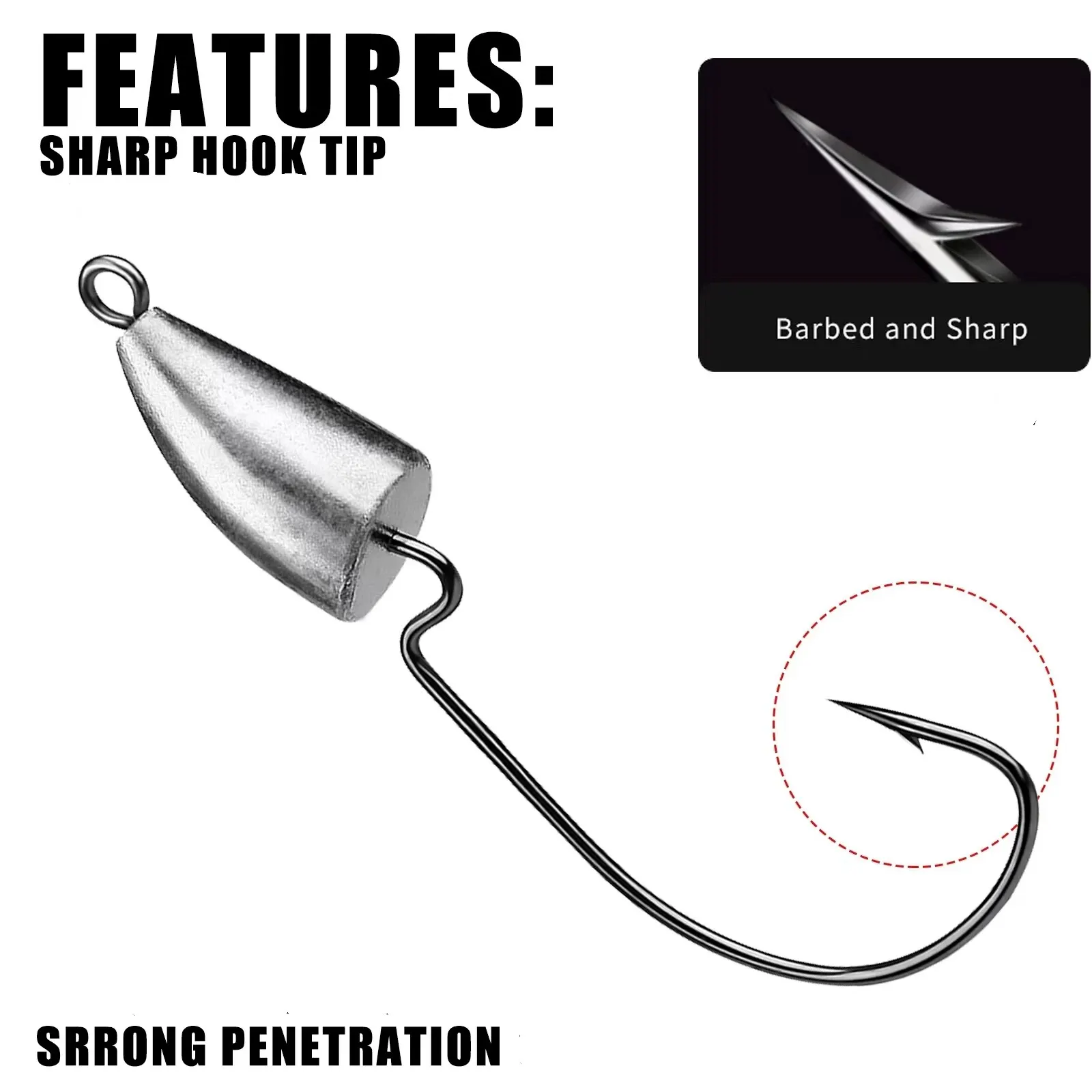 Anzuelos Jighead 10 unids/lote 5g 7g 10g anzuelo de pesca de gusano señuelo suave anzuelos con cabeza de anzuelo cebo Artificial aparejos de pesca Lucio pescado. - imagen 5