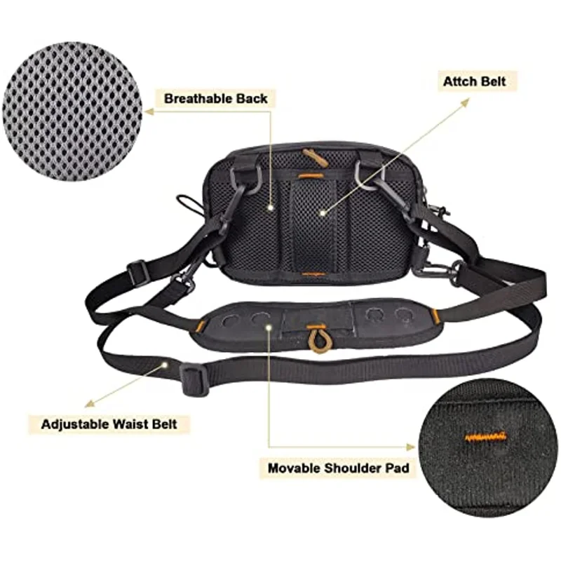 EUPHENG-cofre de pesca multifuncional, negro, peso ligero, para pesca en río, lago, mar, Wading - imagen 3