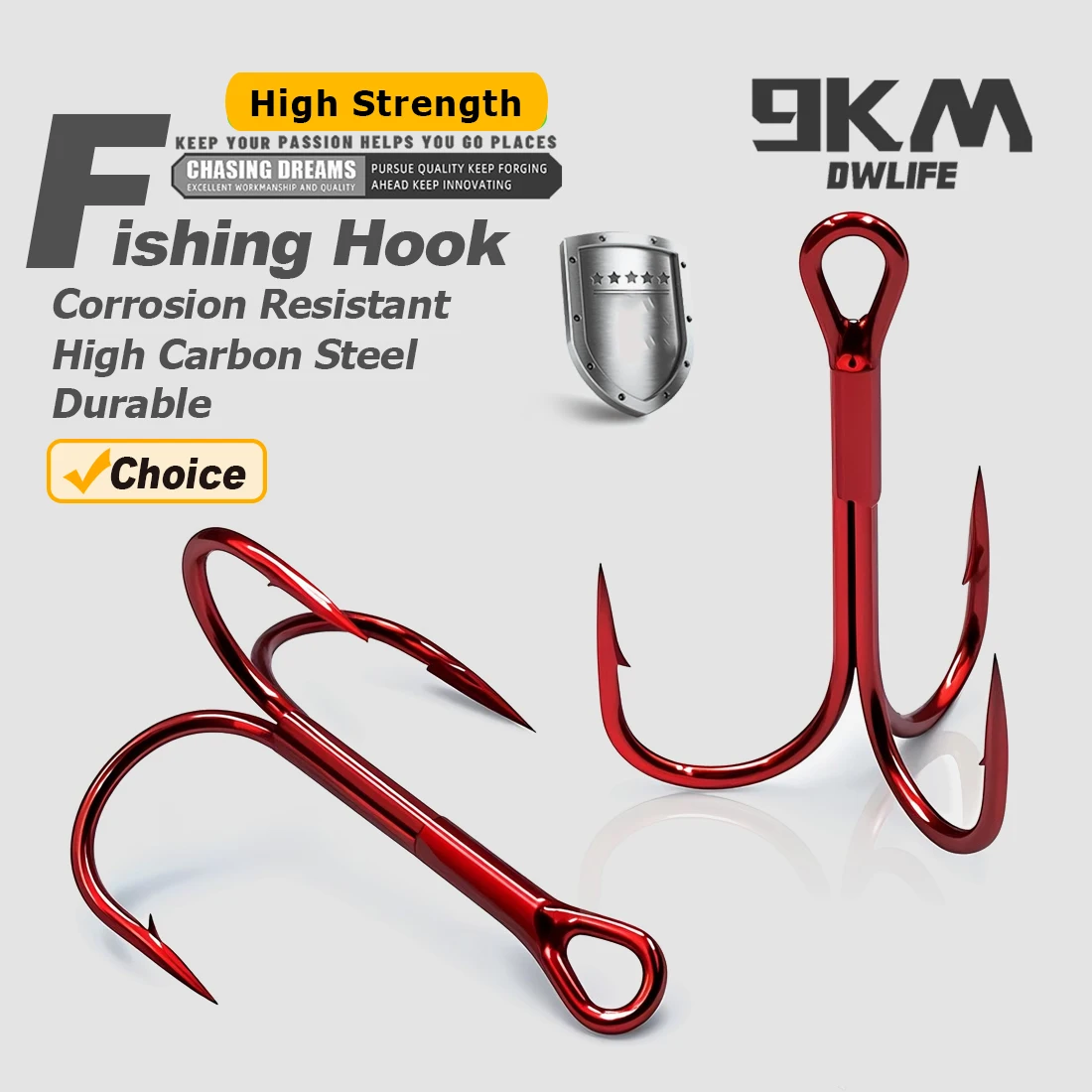 Anzuelos triples de pesca de 9KM, 25 ~ 100 Uds., anzuelo Triple rojo de acero rico en carbono para agua dulce y salada