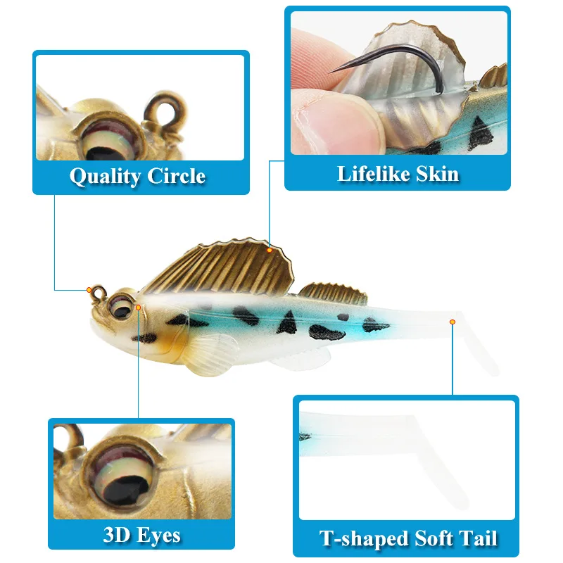 Señuelo de Pesca durmiente oscuro de silicona, 1 piezas, 14g, 8,5 cm, Wobblers Jig, cebo suave para Lucio, sábalo, perca, Swimbaits, aparejos de Pesca - imagen 4