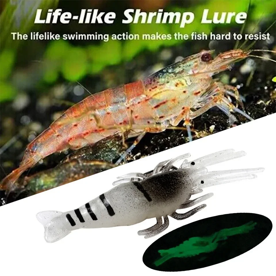 Señuelo de pesca de camarón suave, cebo de camarón suave, señuelo de camarón brillante luminoso, señuelo de mar, pesca de lago, 4,5 cm, 4g, 10 unidades por lote - imagen 5