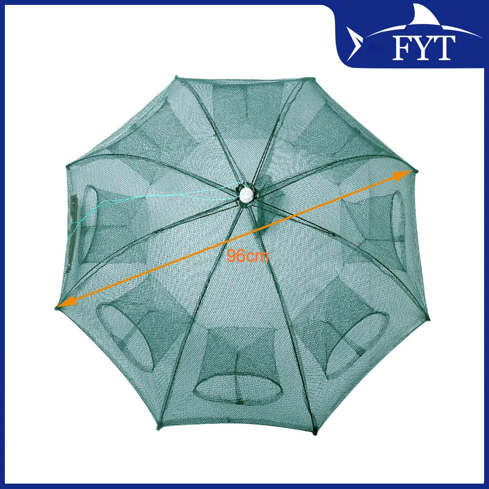 Red de nailon plegable para peces, trampa automática portátil de 20 agujeros para peces, camarones, Minnows, cangrejo, malla fundida, novedad