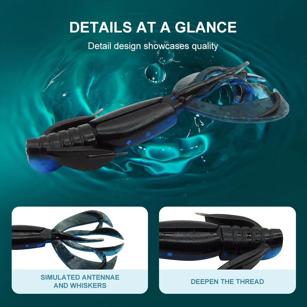 ESFISHING 10 Uds pequeño lubina Craw Crazy Flapper 60mm 2g Señuelos de pesca de plástico suave con sal y olor a olor cebo de silicona - imagen 3