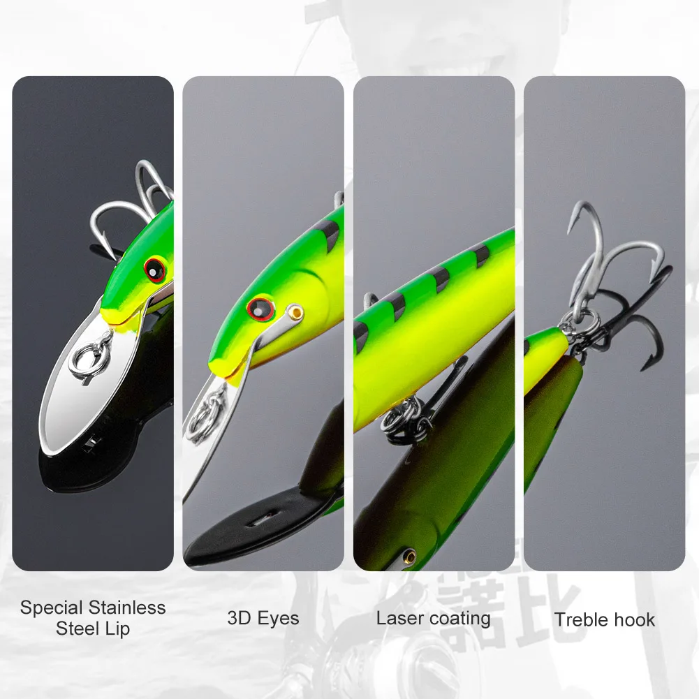 Señuelo de pesca NOEBY Trolling Minnow 130mm 33g 185mm 60g 225mm 76g Wobblers cebo duro Artificial Señuelos de pesca de barcos de agua salada - imagen 5