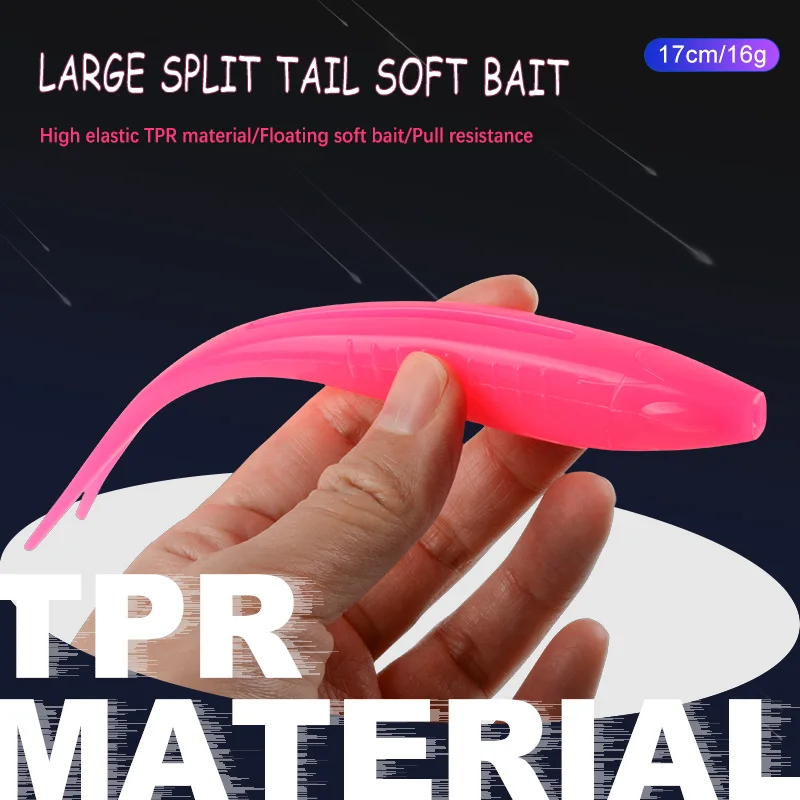 Señuelo Swimbait flotante TPR – Cola bifurcada en V con brillo - imagen 3