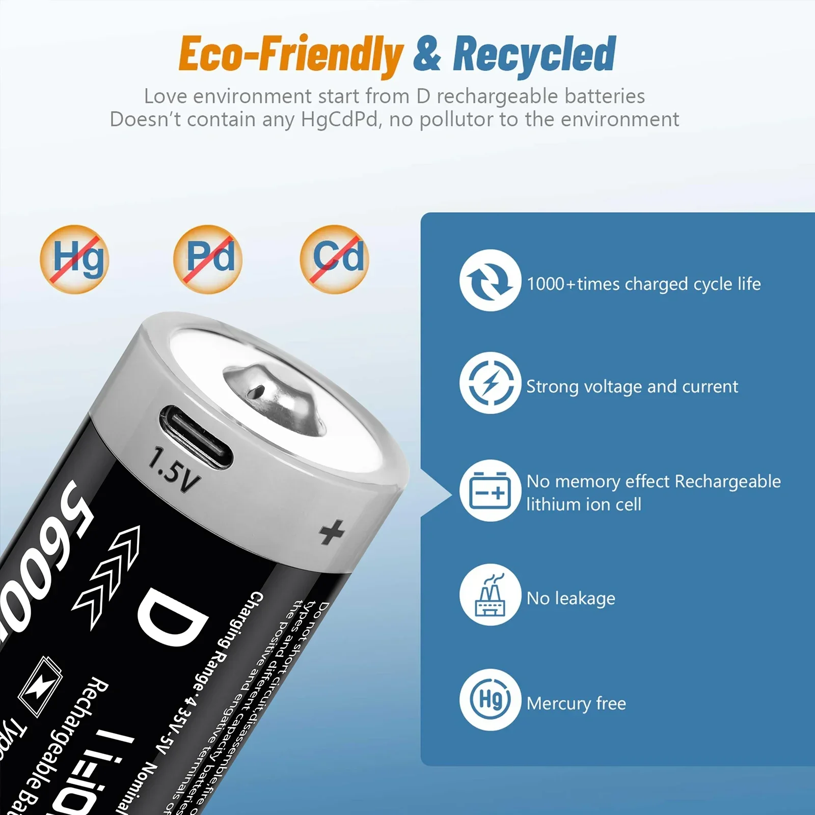 Baterías USB recargables de litio para electrodomésticos Gas - imagen 2