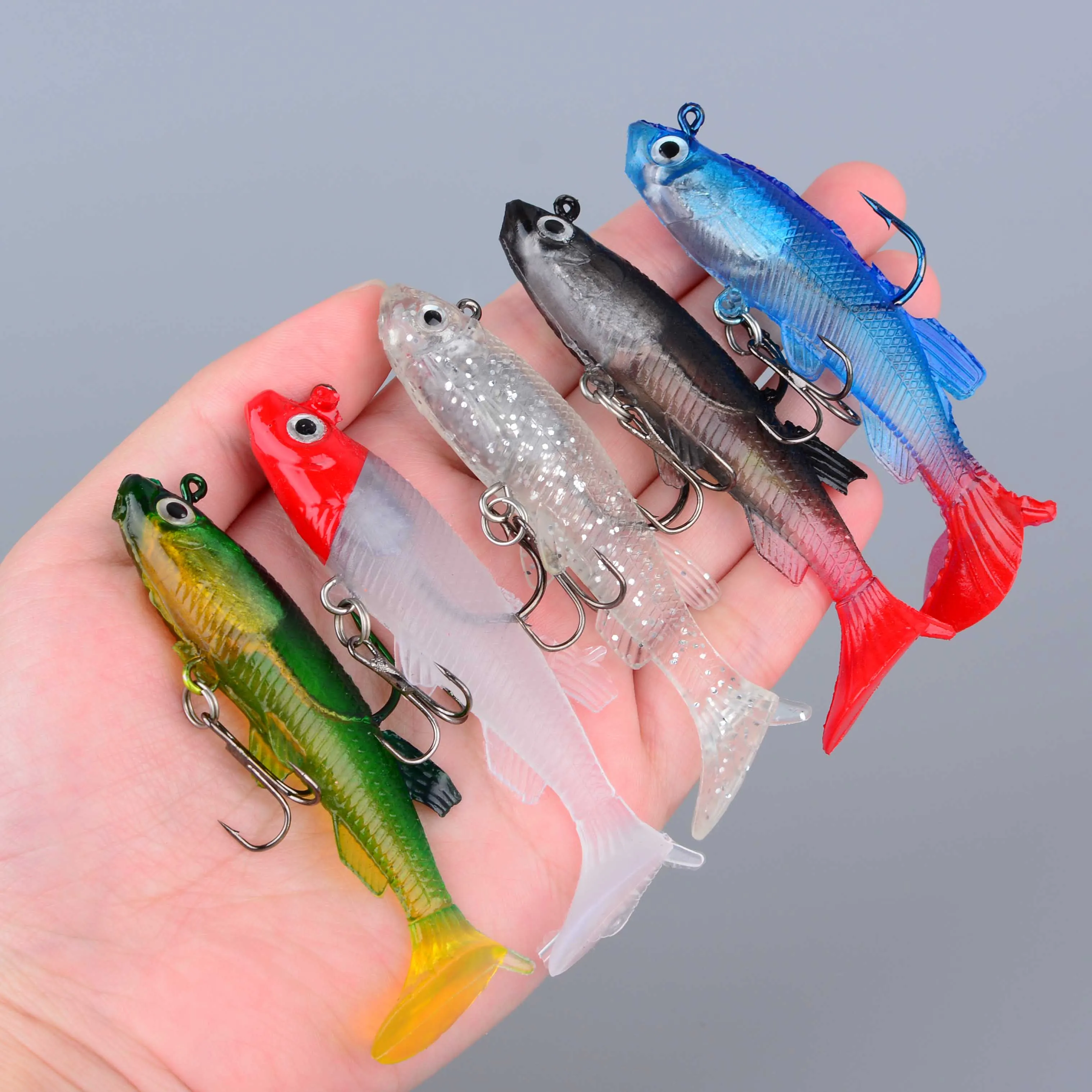 Swimbait hundimiento con cola en T y jig head para lubina y lucio - imagen 3