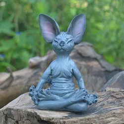 Estatua Gato Buda meditación – Decoración artística jardín exterior
