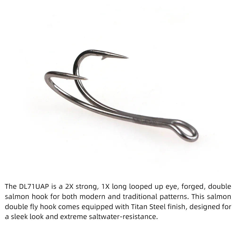 Wifreo 8 Uds DL71UAP anzuelo doble para moscas de salmón gancho para atar moscas con púas # 4- # 12 para señuelos de pesca de trucha con mosca Streamer Salmon Steelhead - imagen 5