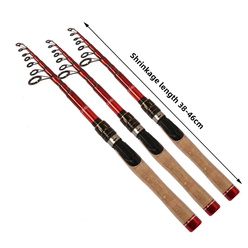 Caña de pescar de alta calidad de 1,6 m-2,7 m, caña de pescar de fibra de carbono, caña ligera de viaje corta, caña de pescar telescópica súper dura - imagen 5