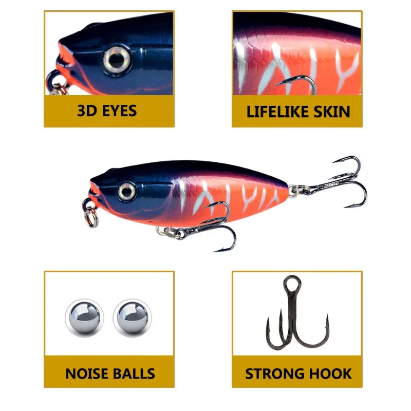 Señuelo de pesca de lápiz flotante Topwater, subsuperficie de cebo artificial, cebo de pececillo moribundo, Wobbler duro, 6cm, 7g, 1 pieza - imagen 3