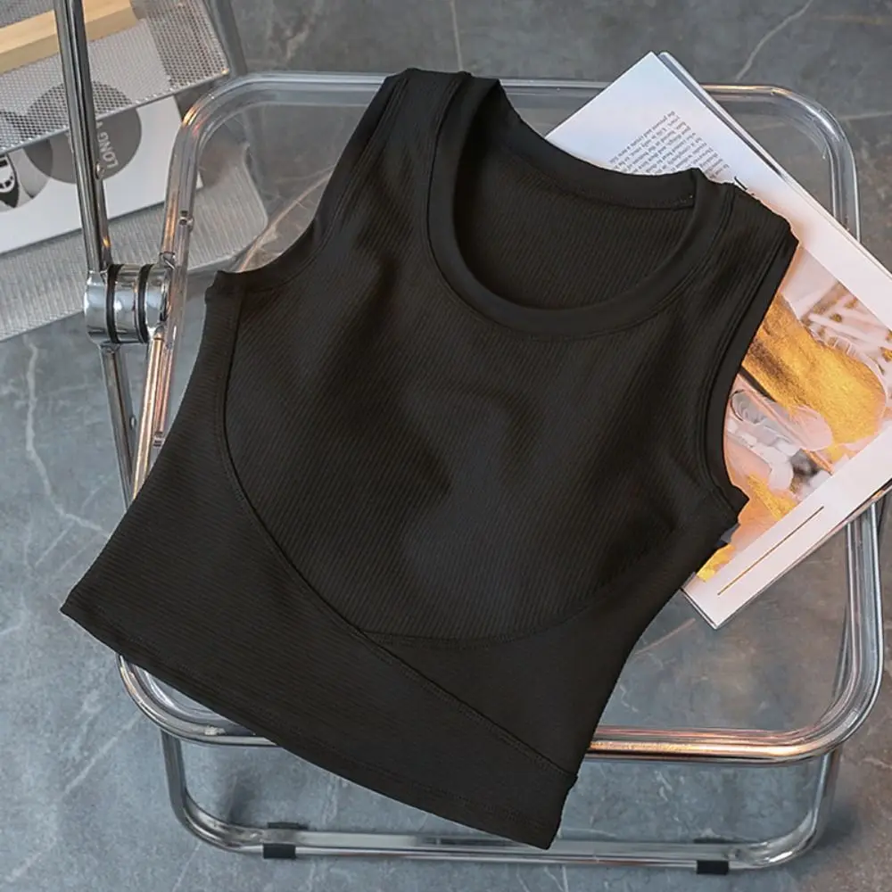 Sujetador deportivo con diseño sin Clip, camiseta sin mangas, estilo chaleco, tela de secado rápido, chaleco de secado rápido, tela mixta, diseño integrado, Top de Yoga y Fitness - imagen 4