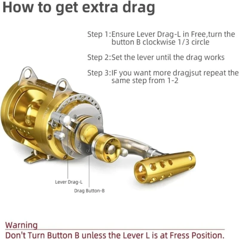 GOMEXUS-carrete de arrastre para juego de atún y pez vela, 2 velocidades, arrastre de 100-200lb para pesca en aguas profundas - imagen 3
