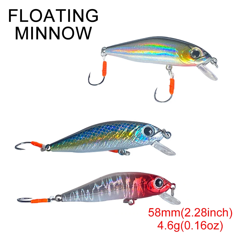 Señuelo de pececillo flotante de 1 piezas, 5g, 58mm, señuelo de pesca, Micro Creek, trucha, Crankbait, aparejos de pesca, cebo duro Artificial, río - imagen 2