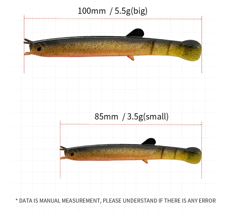 Señuelos de Pesca con cabeza de serpiente suave, 6 uds., 10cm, 8,5 cm, silicona Artificial, pez suelto, Swimbait, Anguila, gusanos, señuelos para Pesca de lubina - imagen 5