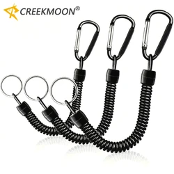 Caña de pescar elástica de 22cm, mosquetón de cuerda antipérdida, cuerda de resorte, cuerdas de escalada al aire libre, señuelo, accesorio de engranaje, regalo, 3 uds.