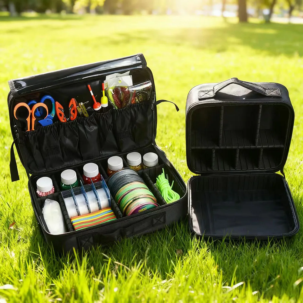 Bolsa grande para equipo de pesca, bolsa impermeable para accesorios de pesca, almacenamiento multifuncional Oxford, bolsa de pesca multicapa para exteriores - imagen 2