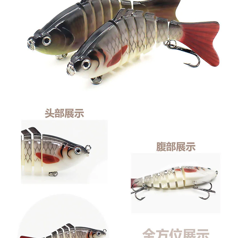 Señuelo de pesca articulado de múltiples secciones, cebo duro Artificial Wobbler Crankbait, Swimbait, aparejos de pesca de carpa, 10cm, 15,7g, 1 pieza - imagen 3