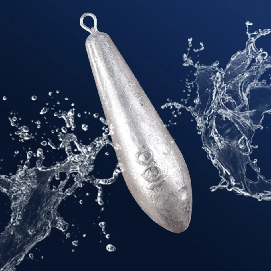 Plomo de peso de pesca, 10g/15g/20g/30g/40g/50g/60g/70g, gotas de agua, pesas de plomo, pesca ovalada, tiro dividido, 1 ud. - imagen 5