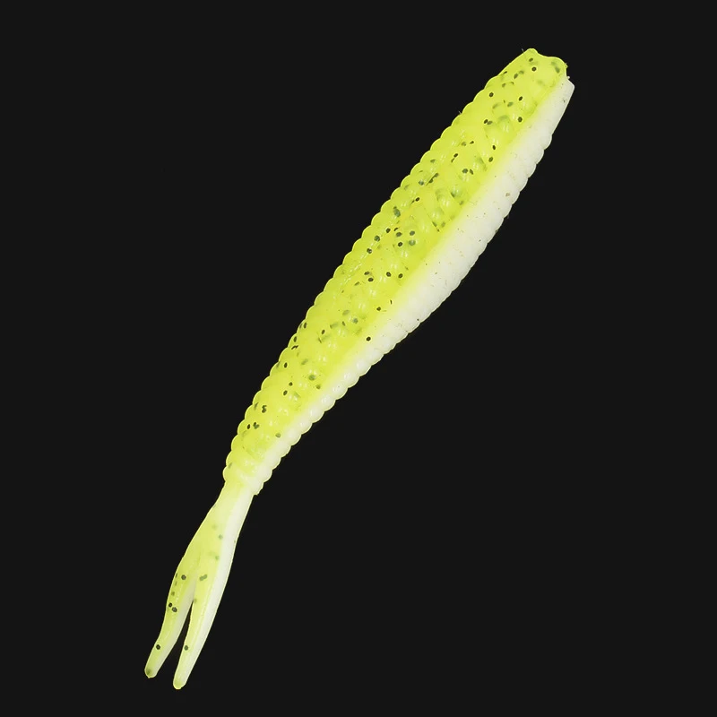 Señuelo de pesca 20 piezas, cebo blando de 1,5g y 7cm con cola bifurcada, gusano de pesca, laca de doble Color, de silicona suave - imagen 4