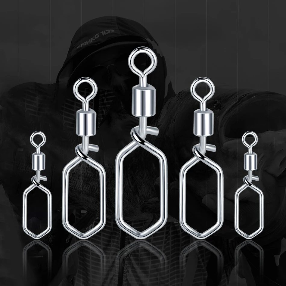 BLUEBROOK-broches de seguridad para Barril de pesca, 10 piezas, enganchado a presión, acero inoxidable, giratorio, accesorios de señuelo, conector a presión - imagen 5