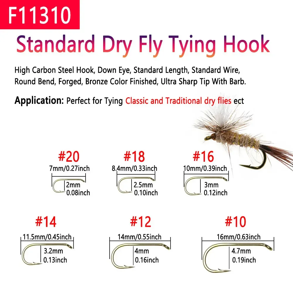 Bimoo 240 unids/caja de acero rico en carbono con púas, anzuelo para atar moscas secas, Caddies para camarones, Pupa/Midge Emerger, anzuelo para mosca, Señuelos de Pesca de trucha - imagen 3