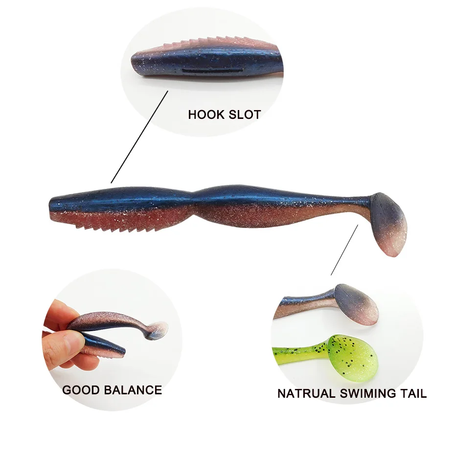 Señuelo de pesca KESFISHING, cebo suave de doble Color, Spiner Shad, cebo de silicona Artificial de 5 "para lubina, aceite de pesca con sales - imagen 2