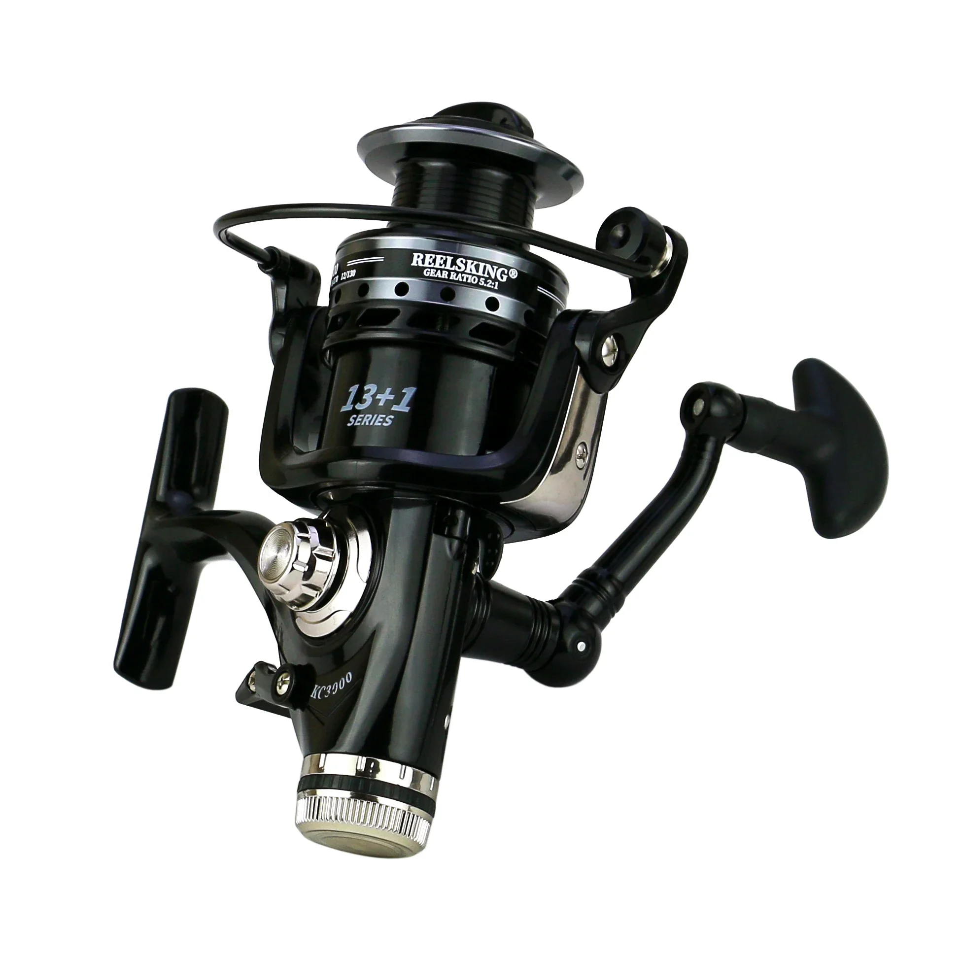 Carrete de Metal carrete de freno doble 5,2: 1 relación de engranaje carrete de pesca giratorio 13 + 1BB rueda de pesca de carpa carrete de baitcasting herramientas de pesca - imagen 5