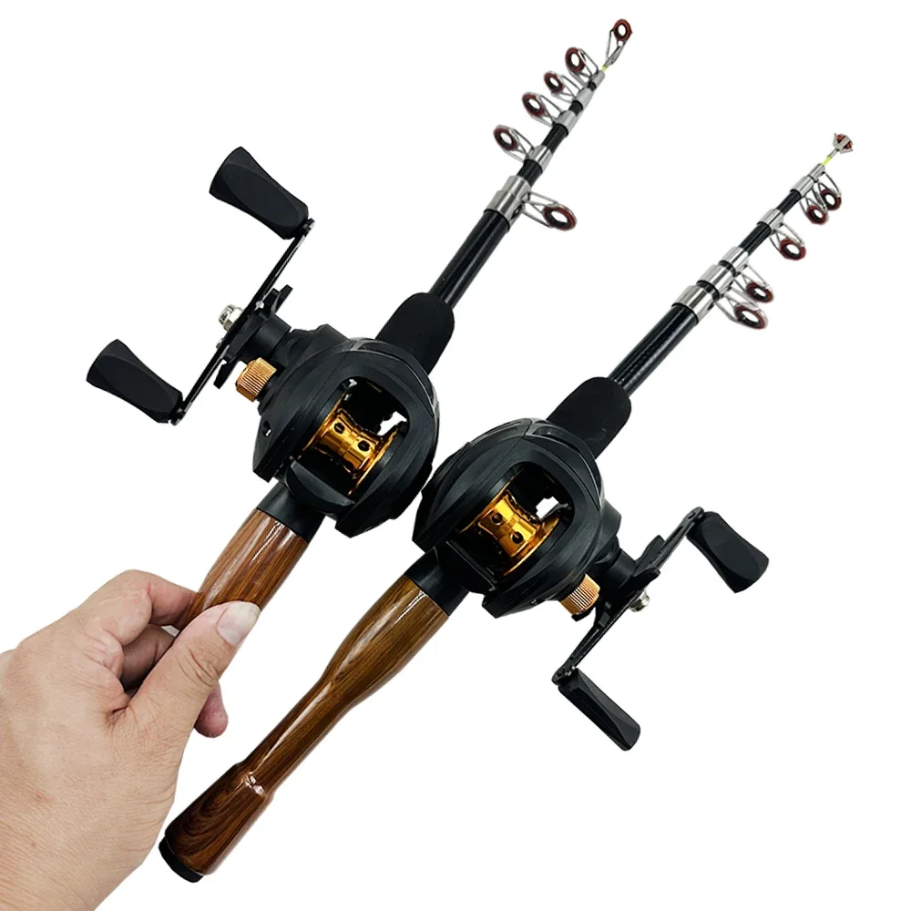 Caña de pescar telescópica y carrete, conjunto de fibra de carbono, 19 + 1BB, 7,2: 1, arrastre 8kg, 1,3 m, 1,6 m, 1,8 m - imagen 3