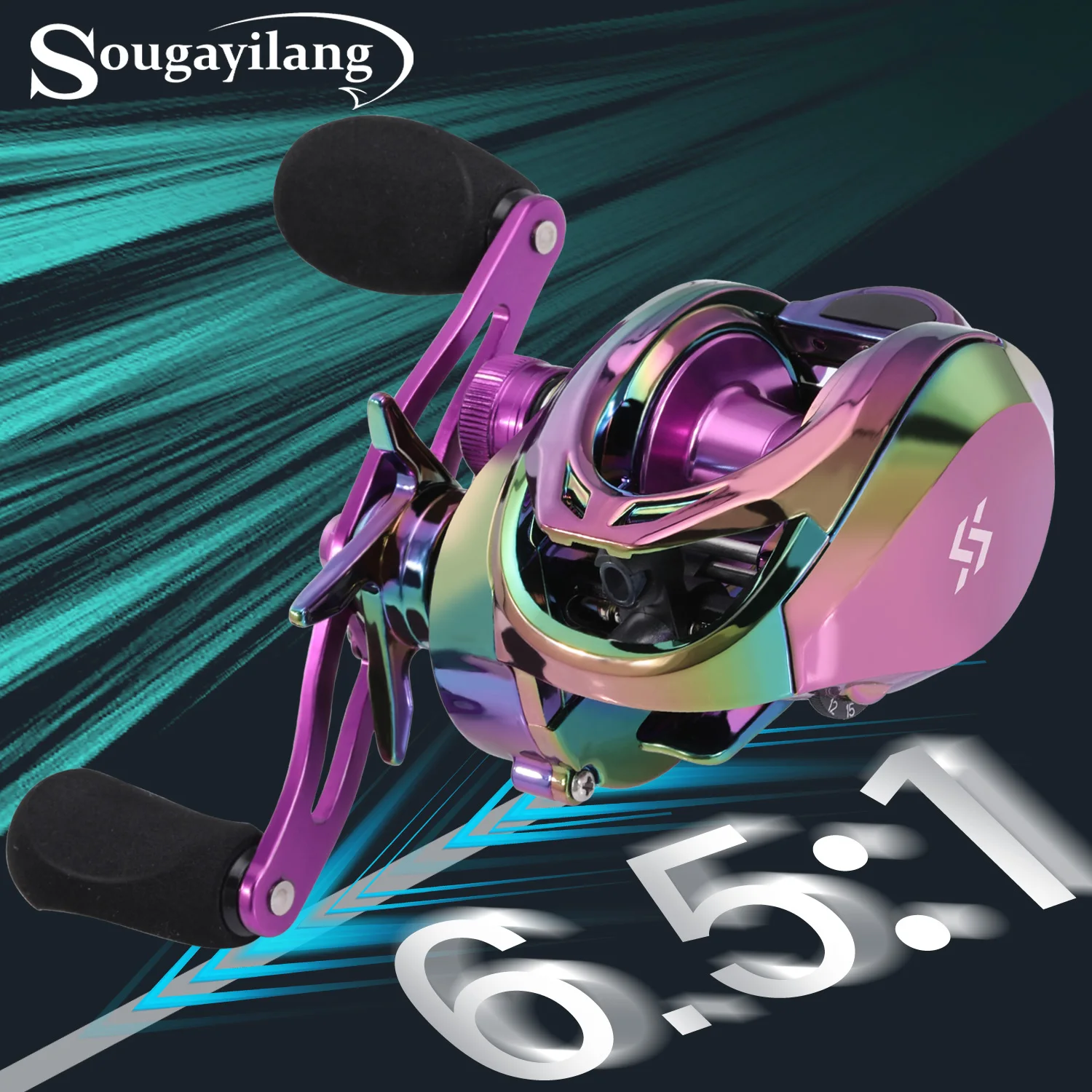 Carrete Baitcasting Sougayilang – Freno magnético para pesca con señuelo