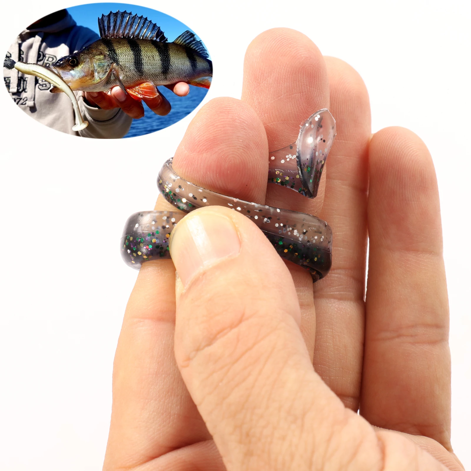 Señuelo suave de Pesca, cebo de silicona, anzuelo con cabeza de anzuelo, ojos 3D, Swimbait, Crankbait DIY, Artificial, GRUB, pececillo, Rana, carpa, aparejos de Pesca - imagen 4