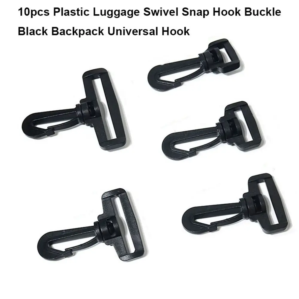 10 Uds. Hebilla de gancho giratorio para equipaje de plástico, mochila negra de 5 tamaños, hebilla de gancho Universal, piezas para deportes al aire libre, accesorios para bolsas - imagen 4