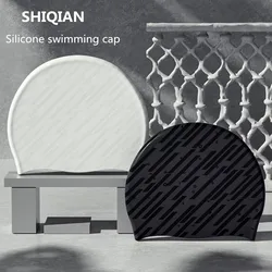 SHIQIAN Gorro de natación de silicona de verano e invierno, impermeable, de alta elasticidad, duradero, gorro de natación interior de playa para hombres